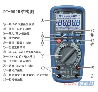 【CEM華盛昌DT-9929數字萬用表 真有效值萬用表 香港CEM萬用表】價格,廠家,圖片,萬用表,上海同倍檢測科技-